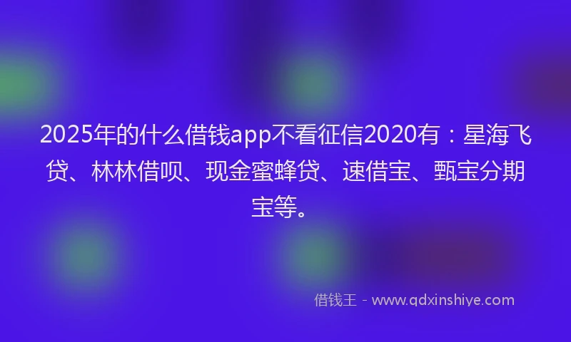 2025年的什么借钱app不看征信2020有：星海飞贷、林林借呗、现金蜜蜂贷、速借宝、甄宝分期宝等。