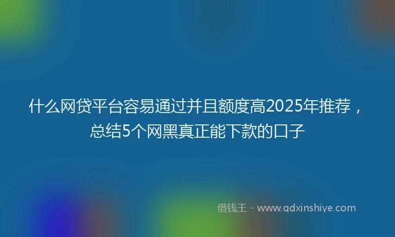 什么网贷平台容易通过并且额度高2025年推荐，总结5个网黑真正能下款的口子