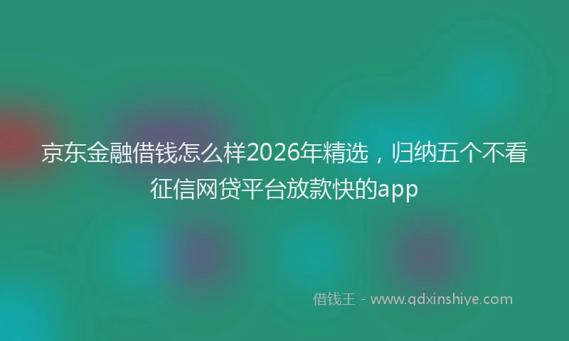 京东金融借钱怎么样2026年精选，归纳五个不看征信网贷平台放款快的app