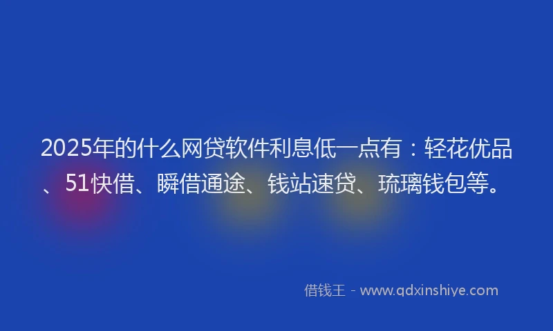2025年的什么网贷软件利息低一点有：轻花优品、51快借、瞬借通途、钱站速贷、琉璃钱包等。