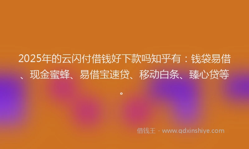 2025年的云闪付借钱好下款吗知乎有：钱袋易借、现金蜜蜂、易借宝速贷、移动白条、臻心贷等。