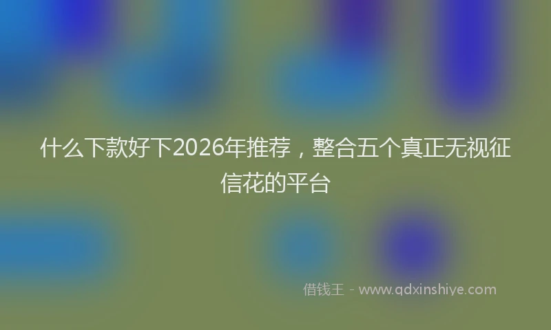 什么下款好下2026年推荐,整合五个真正无视征信花的平台