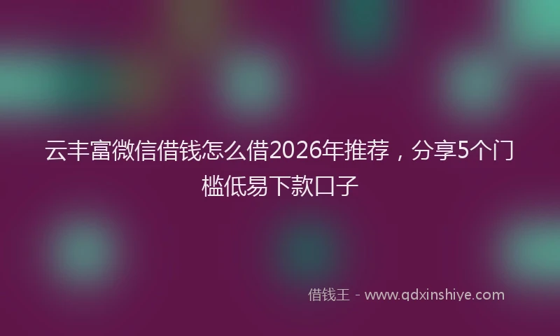 云丰富微信借钱怎么借2026年推荐，分享5个门槛低易下款口子