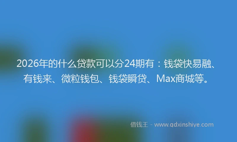 2026年的什么贷款可以分24期有：钱袋快易融、有钱来、微粒钱包、钱袋瞬贷、Max商城等。