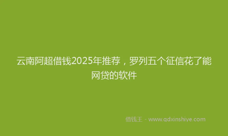 云南阿超借钱2025年推荐,罗列五个征信花了能网贷的软件