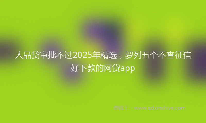 人品贷审批不过2025年精选，罗列五个不查征信好下款的网贷app