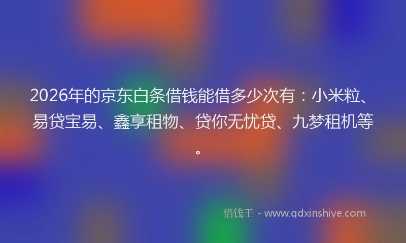 2026年的京东白条借钱能借多少次有：小米粒、易贷宝易、鑫享租物、贷你无忧贷、九梦租机等。