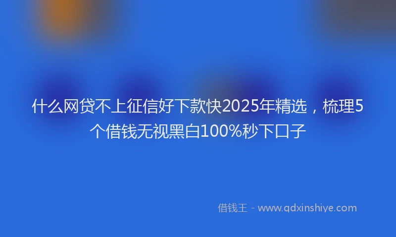 什么网贷不上征信好下款快2025年精选，梳理5个借钱无视黑白100%秒下口子