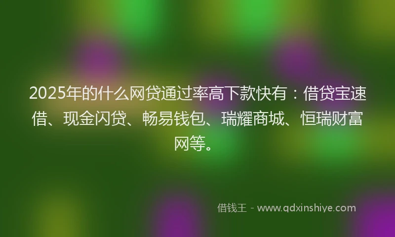 2025年的什么网贷通过率高下款快有：借贷宝速借、现金闪贷、畅易钱包、瑞耀商城、恒瑞财富网等。