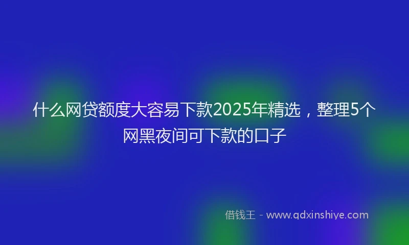 什么网贷额度大容易下款2025年精选，整理5个网黑夜间可下款的口子