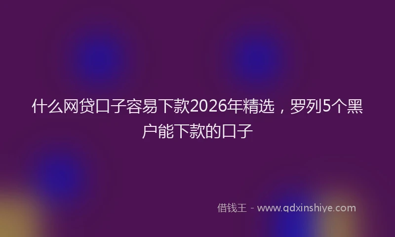 什么网贷口子容易下款2026年精选，罗列5个黑户能下款的口子