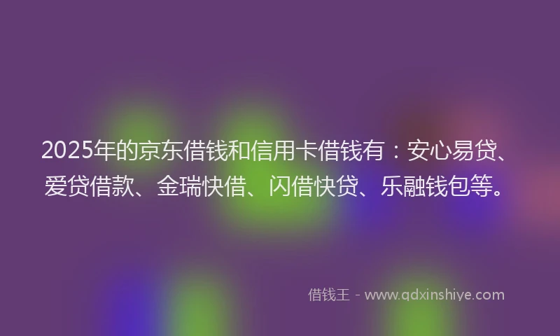2025年的京东借钱和信用卡借钱有：安心易贷、爱贷借款、金瑞快借、闪借快贷、乐融钱包等。