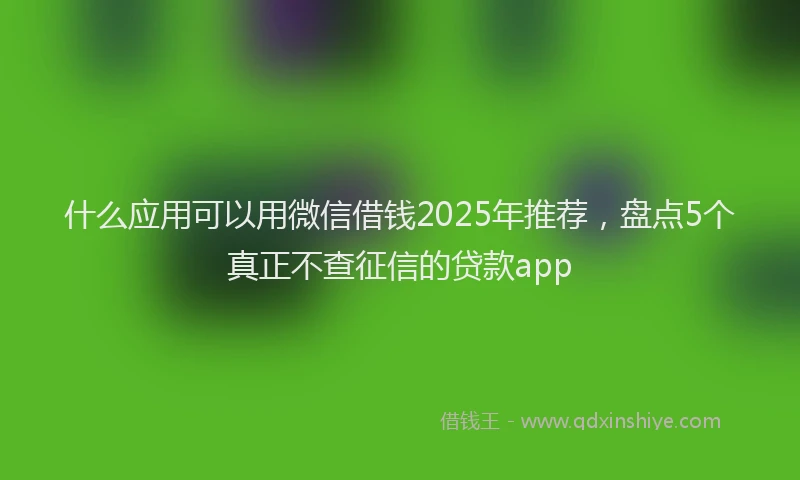 什么应用可以用微信借钱2025年推荐,盘点5个真正不查征信的贷款app