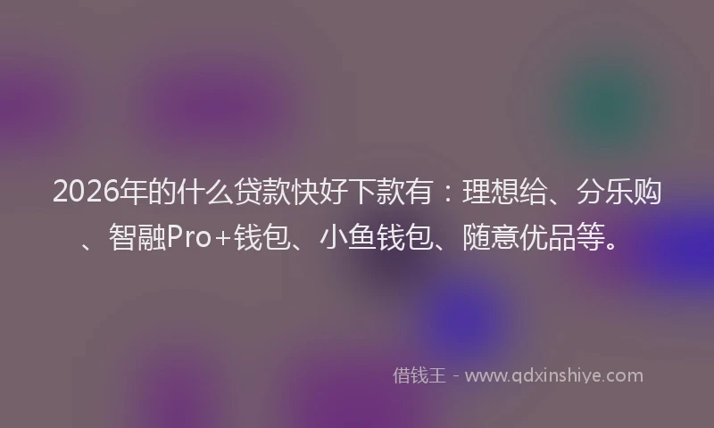 2026年的什么贷款快好下款有：理想给、分乐购、智融Pro+钱包、小鱼钱包、随意优品等。