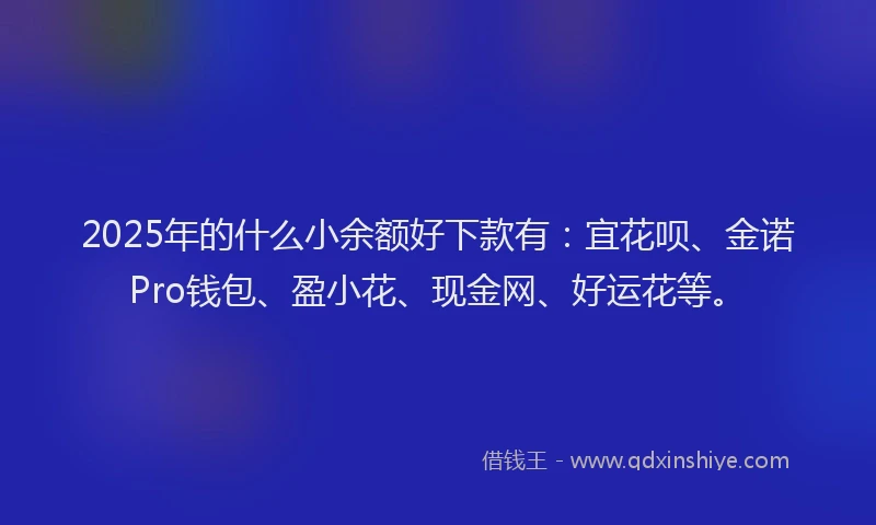 2025年的什么小余额好下款有:宜花呗、金诺Pro钱包、盈小花、现金网、好运花等。