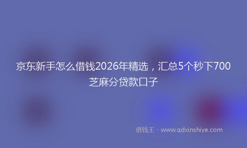 京东新手怎么借钱2026年精选，汇总5个秒下700芝麻分贷款口子