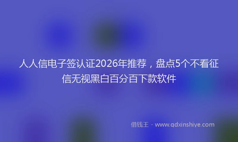 人人信电子签认证2026年推荐，盘点5个不看征信无视黑白百分百下款软件