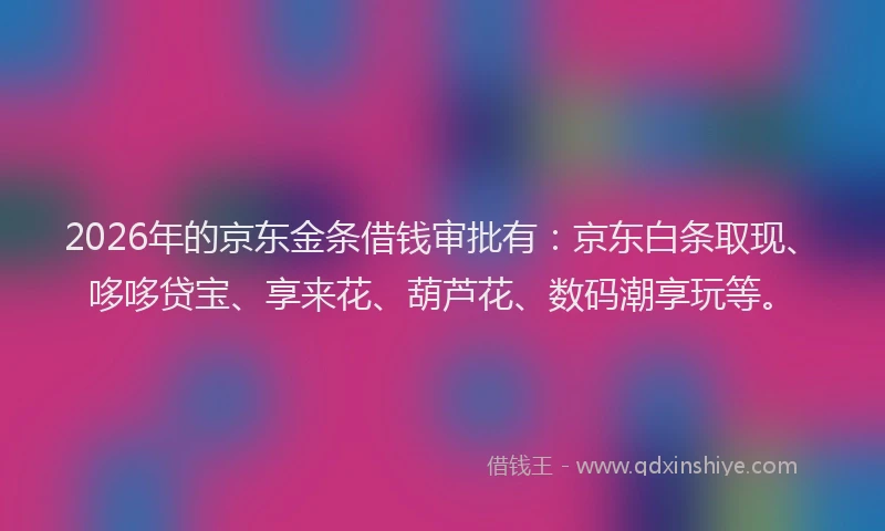 2026年的京东金条借钱审批有：京东白条取现、哆哆贷宝、享来花、葫芦花、数码潮享玩等。