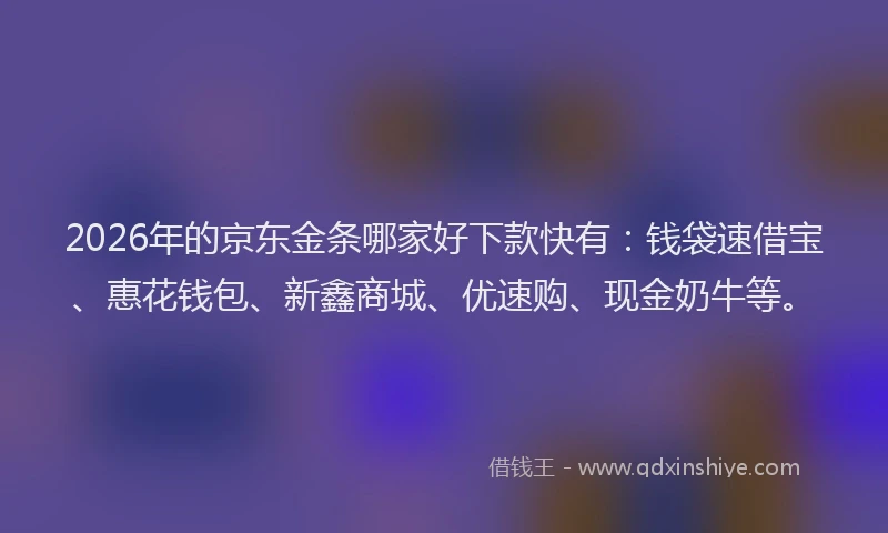 2026年的京东金条哪家好下款快有：钱袋速借宝、惠花钱包、新鑫商城、优速购、现金奶牛等。