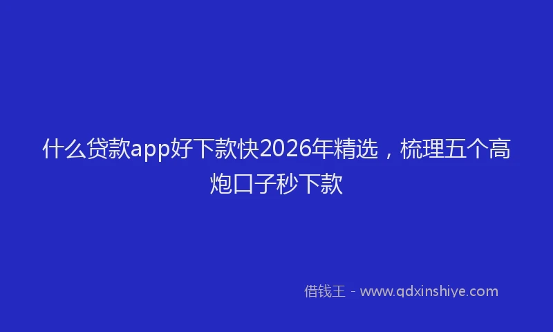 什么贷款app好下款快2026年精选，梳理五个高炮口子秒下款