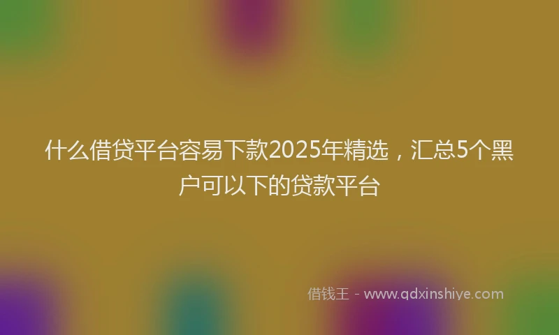 什么借贷平台容易下款2025年精选，汇总5个黑户可以下的贷款平台