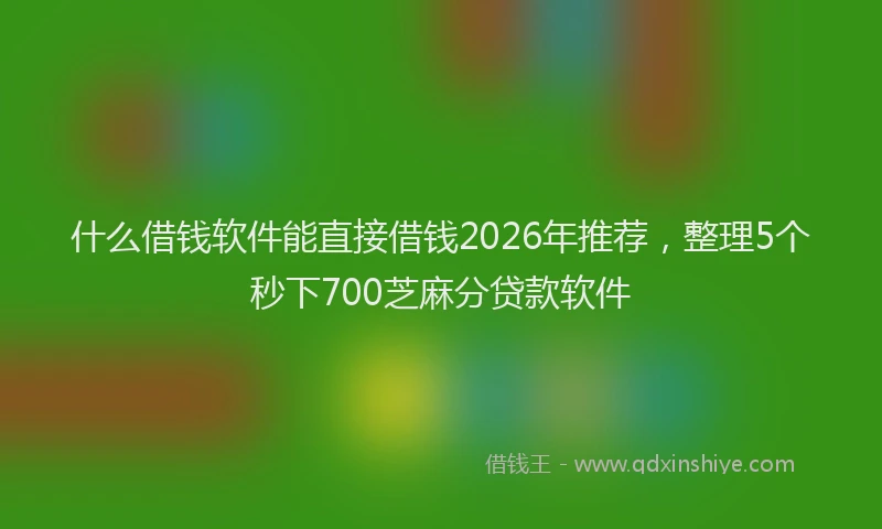 什么借钱软件能直接借钱2026年推荐，整理5个秒下700芝麻分贷款软件