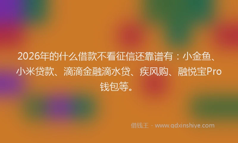 2026年的什么借款不看征信还靠谱有：小金鱼、小米贷款、滴滴金融滴水贷、疾风购、融悦宝Pro钱包等。
