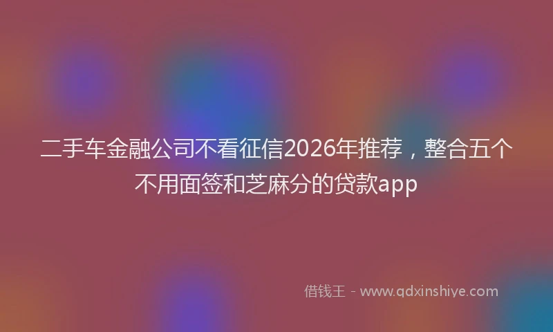 二手车金融公司不看征信2026年推荐，整合五个不用面签和芝麻分的贷款app