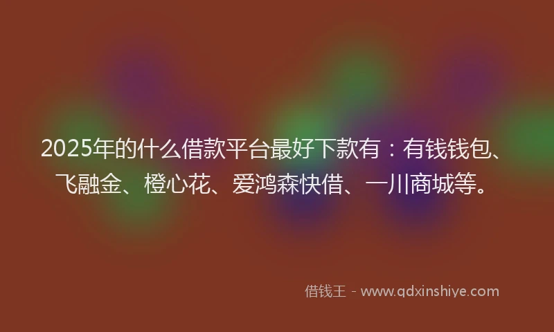 2025年的什么借款平台最好下款有:有钱钱包、飞融金、橙心花、爱鸿森快借、一川商城等。