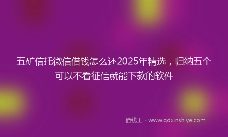 五矿信托微信借钱怎么还2025年精选，归纳五个可以不看征信就能下款的软件