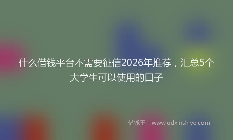 什么借钱平台不需要征信2026年推荐，汇总5个大学生可以使用的口子