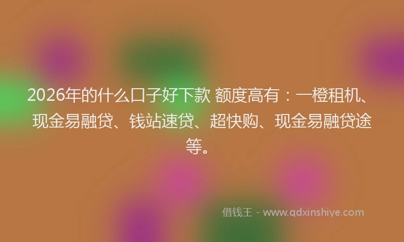 2026年的什么口子好下款 额度高有：一橙租机、现金易融贷、钱站速贷、超快购、现金易融贷途等。