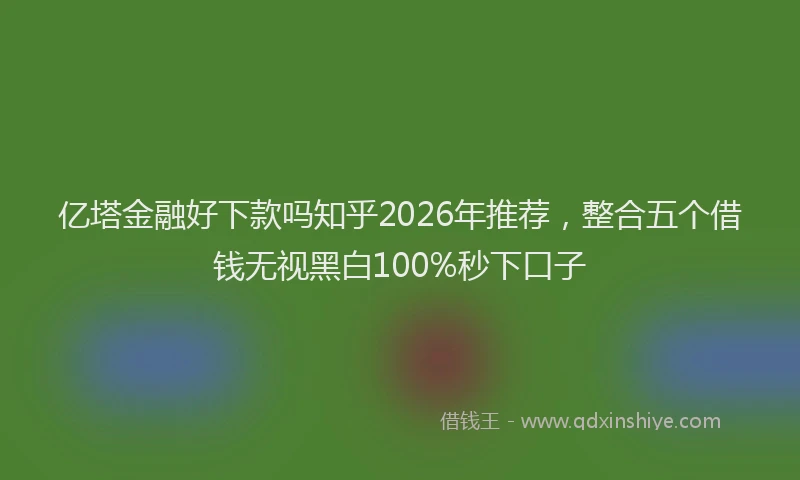 亿塔金融好下款吗知乎2026年推荐，整合五个借钱无视黑白100%秒下口子