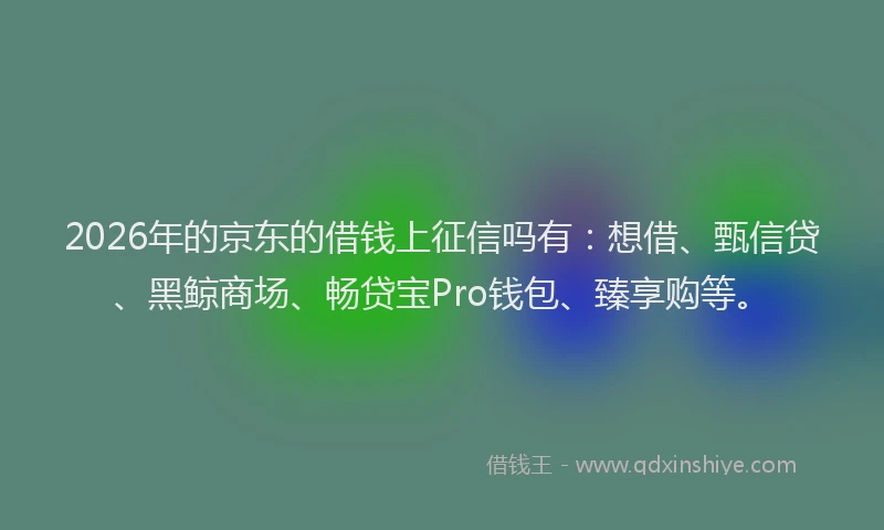 2026年的京东的借钱上征信吗有：想借、甄信贷、黑鲸商场、畅贷宝Pro钱包、臻享购等。