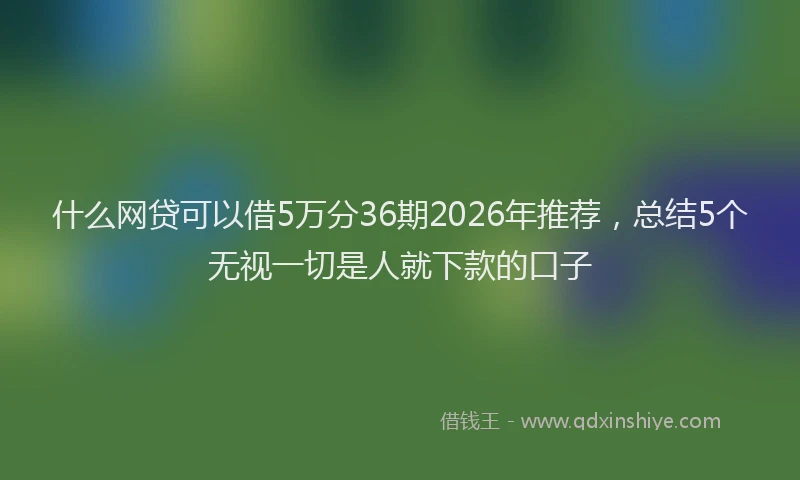 什么网贷可以借5万分36期2026年推荐，总结5个无视一切是人就下款的口子