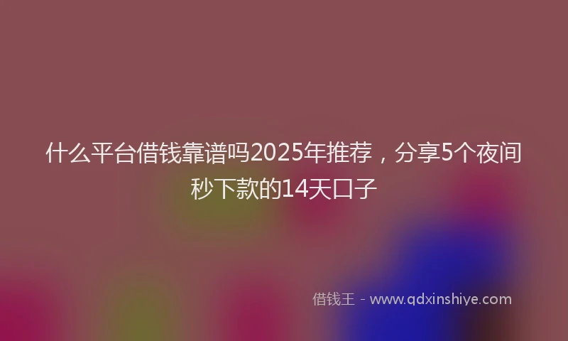 什么平台借钱靠谱吗2025年推荐,分享5个夜间秒下款的14天口子