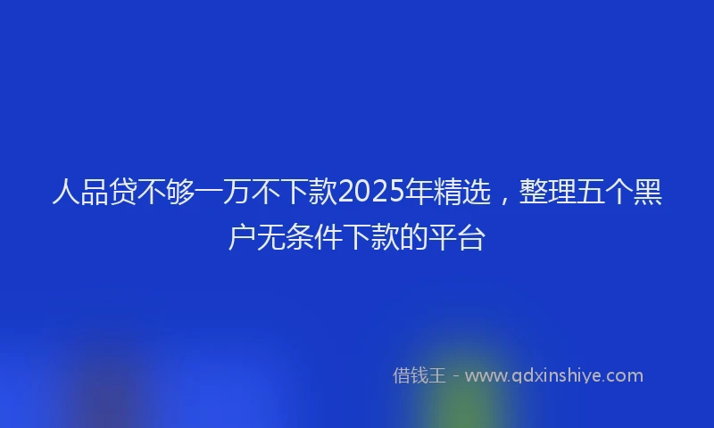 人品贷不够一万不下款2025年精选,整理五个黑户无条件下款的平台