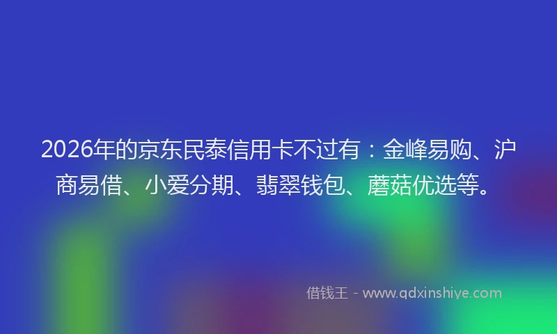 2026年的京东民泰信用卡不过有：金峰易购、沪商易借、小爱分期、翡翠钱包、蘑菇优选等。