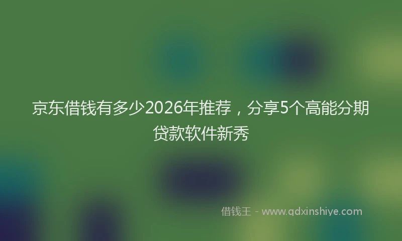 京东借钱有多少2026年推荐，分享5个高能分期贷款软件新秀