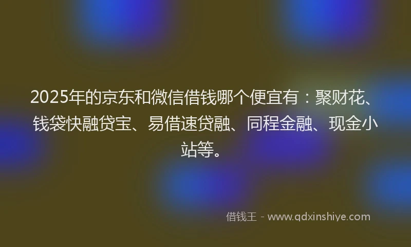 2025年的京东和微信借钱哪个便宜有：聚财花、钱袋快融贷宝、易借速贷融、同程金融、现金小站等。