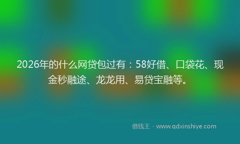 2026年的什么网贷包过有：58好借、口袋花、现金秒融途、龙龙用、易贷宝融等。