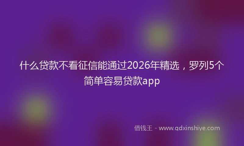 什么贷款不看征信能通过2026年精选，罗列5个简单容易贷款app