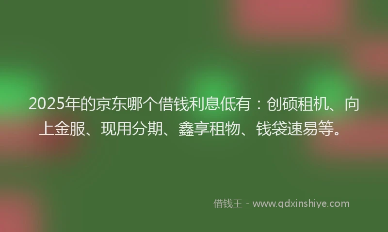 2025年的京东哪个借钱利息低有:创硕租机、向上金服、现用分期、鑫享租物、钱袋速易等。
