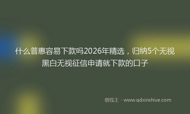 什么普惠容易下款吗2026年精选，归纳5个无视黑白无视征信申请就下款的口子