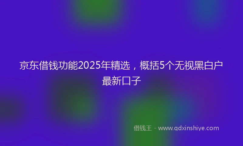 京东借钱功能2025年精选，概括5个无视黑白户最新口子