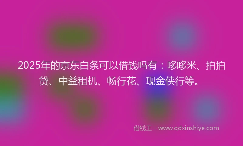 2025年的京东白条可以借钱吗有：哆哆米、拍拍贷、中益租机、畅行花、现金侠行等。