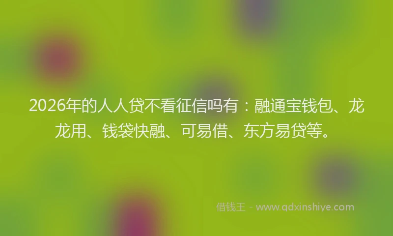 2026年的人人贷不看征信吗有：融通宝钱包、龙龙用、钱袋快融、可易借、东方易贷等。