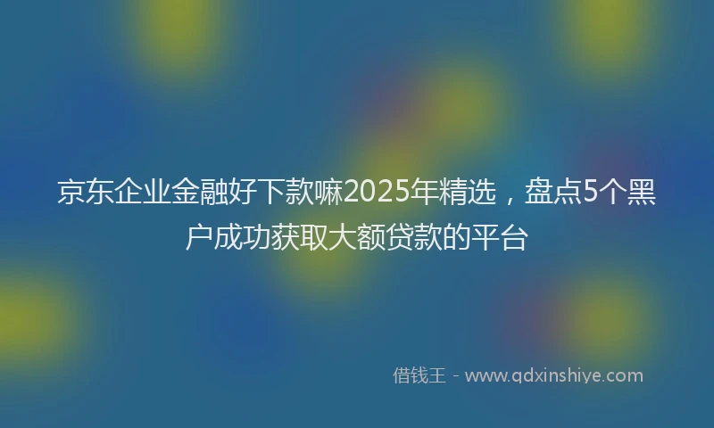 京东企业金融好下款嘛2025年精选，盘点5个黑户成功获取大额贷款的平台