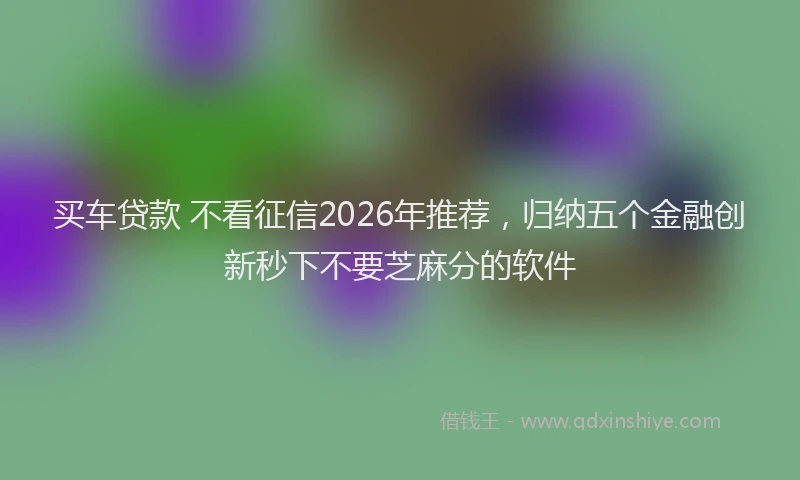 买车贷款 不看征信2026年推荐，归纳五个金融创新秒下不要芝麻分的软件
