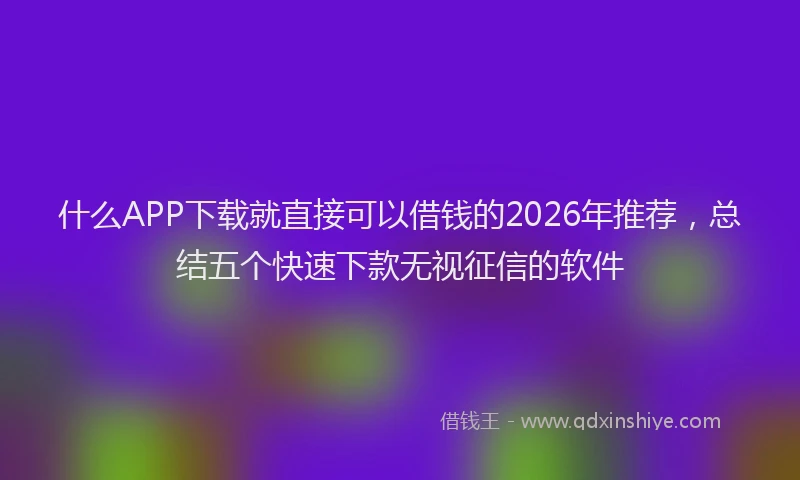 什么APP下载就直接可以借钱的2026年推荐，总结五个快速下款无视征信的软件